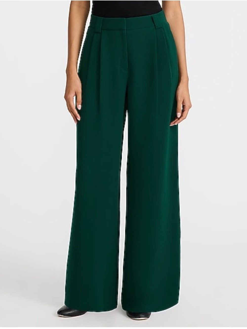 NWT Express Signature Crepe High-Waisted Relaxed Trouser